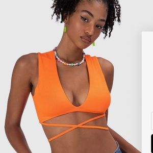 Bright orange wrap/tie around top